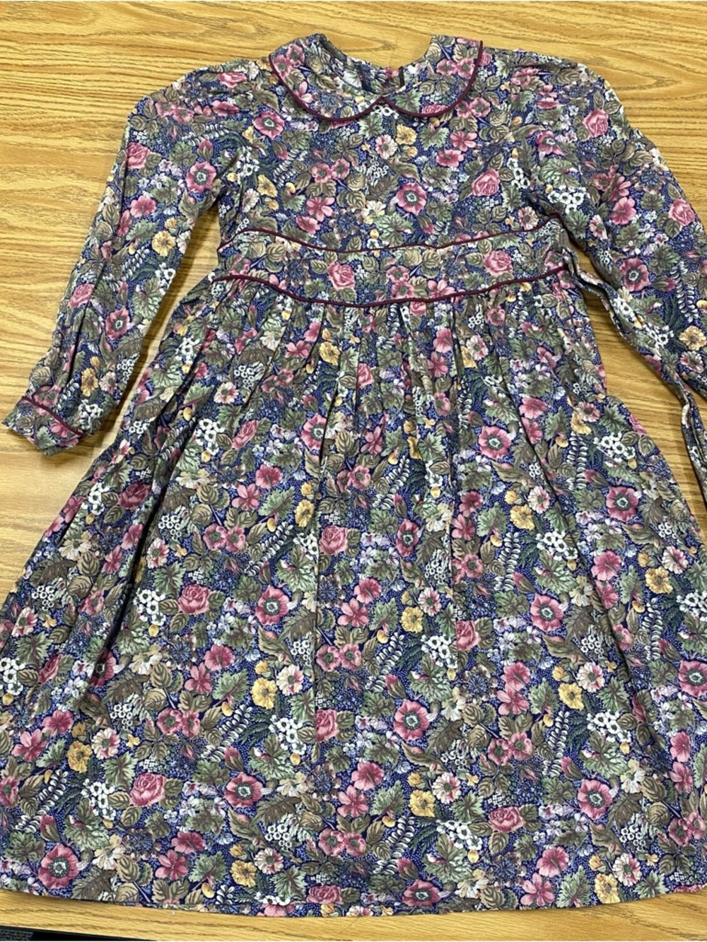 My Twinn Girls Size 6 Floral Long-Sleeve Cotton Dress in Multicolor